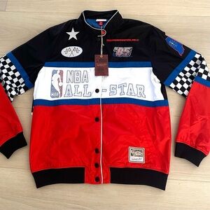 Mitchell & Ness NBA Indy Pit Crew 1985 All Star Button Jacket Mens Medium New
